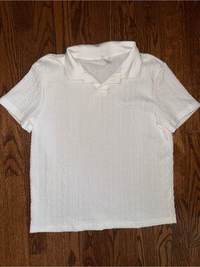 Amazon White Textured Polo Shirt for Kids